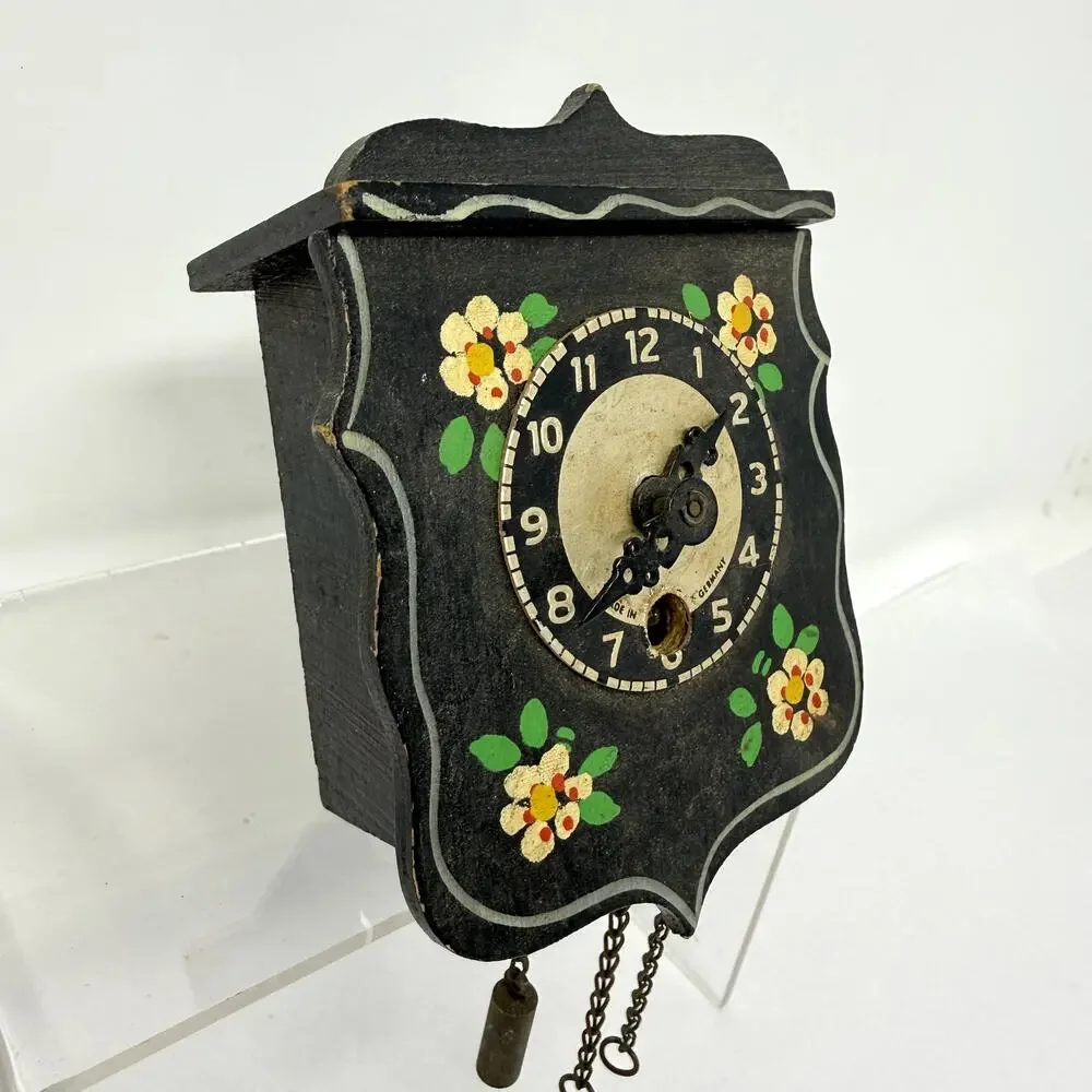 Vintage Mini German Black Forest Style Wall Clock Dollhouse Parts Decor